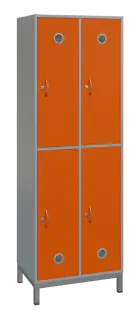SBS-2222 šatní skříň 4-boxová, 1800x600x400 mm, kovové nohy, korpus šedý, dvířka pomeranč